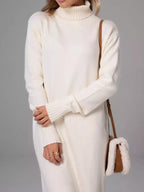 Turtleneck Ribbed Knit Sweater Dress (12)