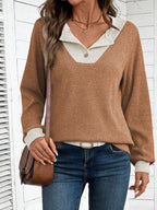 Ribbed Knit Two-tone Top (7)