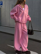 Oversized Zip-up Hoodie Wide-leg Pants Set (18)