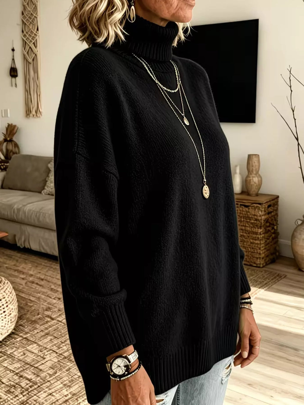 Turtleneck Dropped Shoulder Sweater (11)