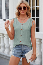 Eyelet Round Neck Wide Strap Tank (31)