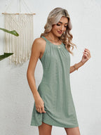 Eyelet Round Neck Sleeveless Dress (8)