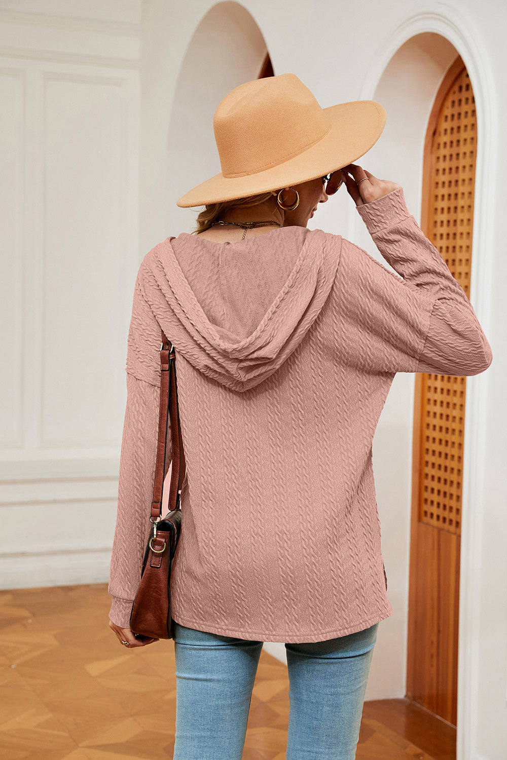 Half-button Dropped Shoulder Hoodie (20)