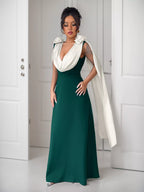 Floral Applique Two Tone Maxi Dress (11)