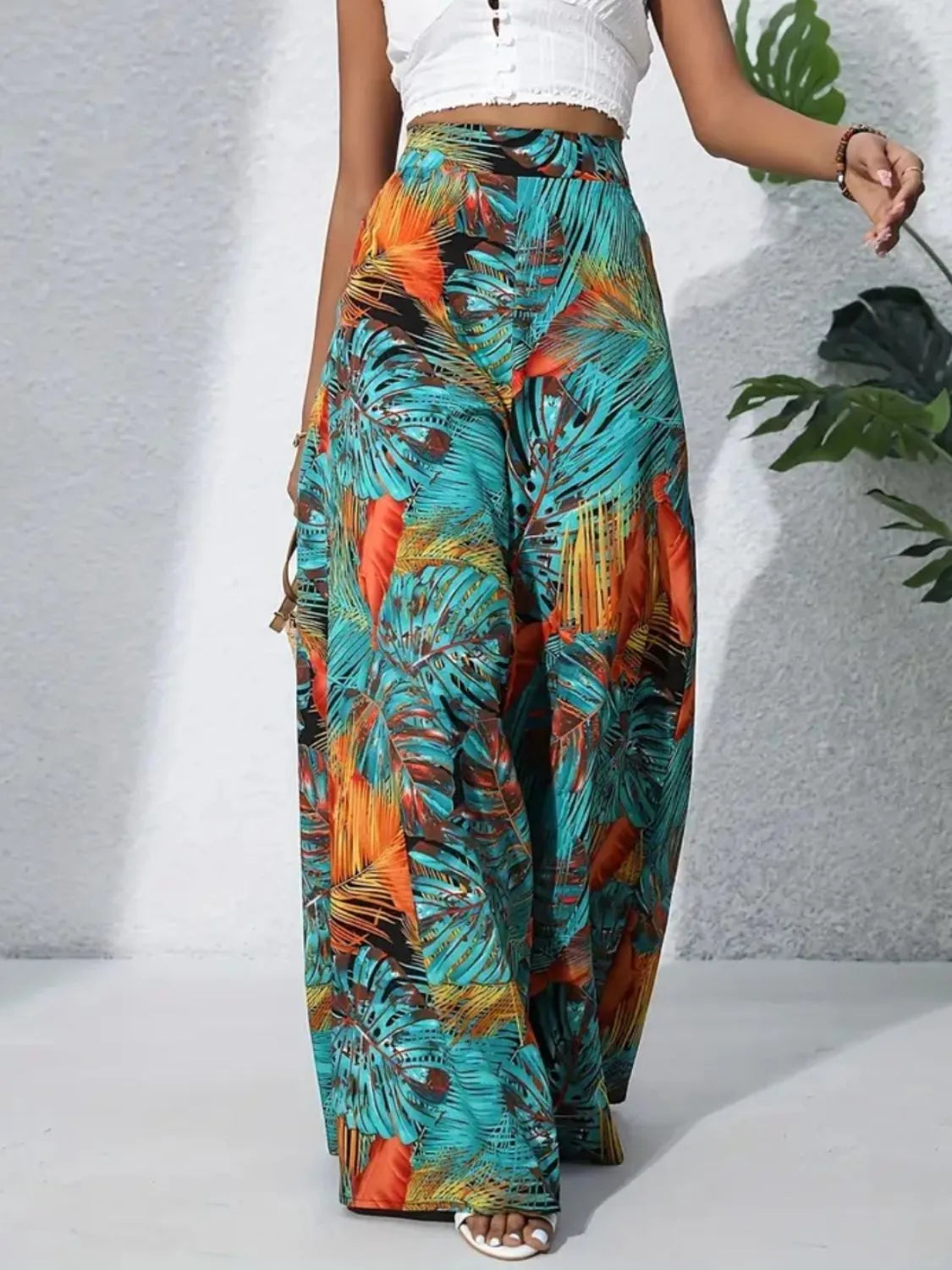 Printed High Waist Wide Leg Pants (17)