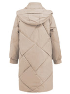 Long Sleeve Longline Hooded Winter Coat Pockets (8)