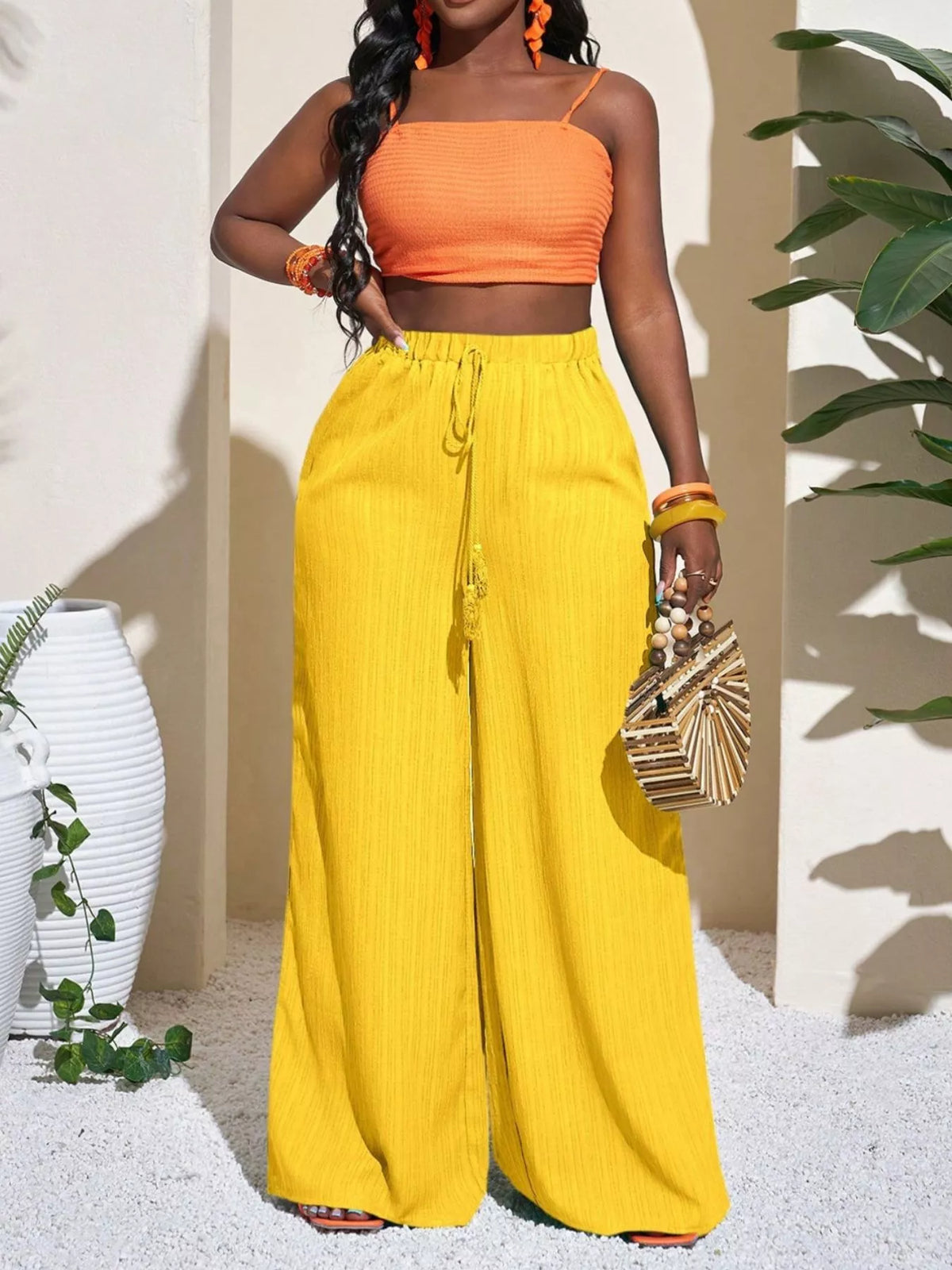 Wide-leg Pants Drawstring