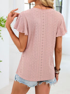 V-neck Flutter Sleeve T-shirt (12)