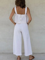 Square Neck Wide Strap Top Pants Set (2)