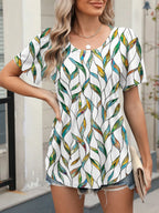 Floral Round Neck Short Sleeve Top (20)