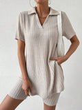 Johnny Collar Short Sleeve Top Shorts Set