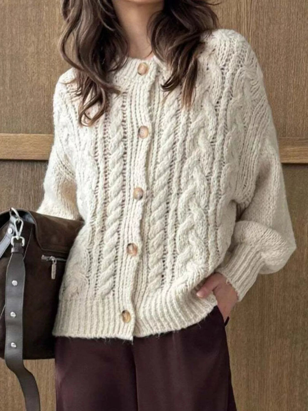 Cable Knit Button-down Cardigan (6)