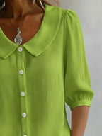 Full Size Peter Pan Collar Button Up Shirt Plus (14)