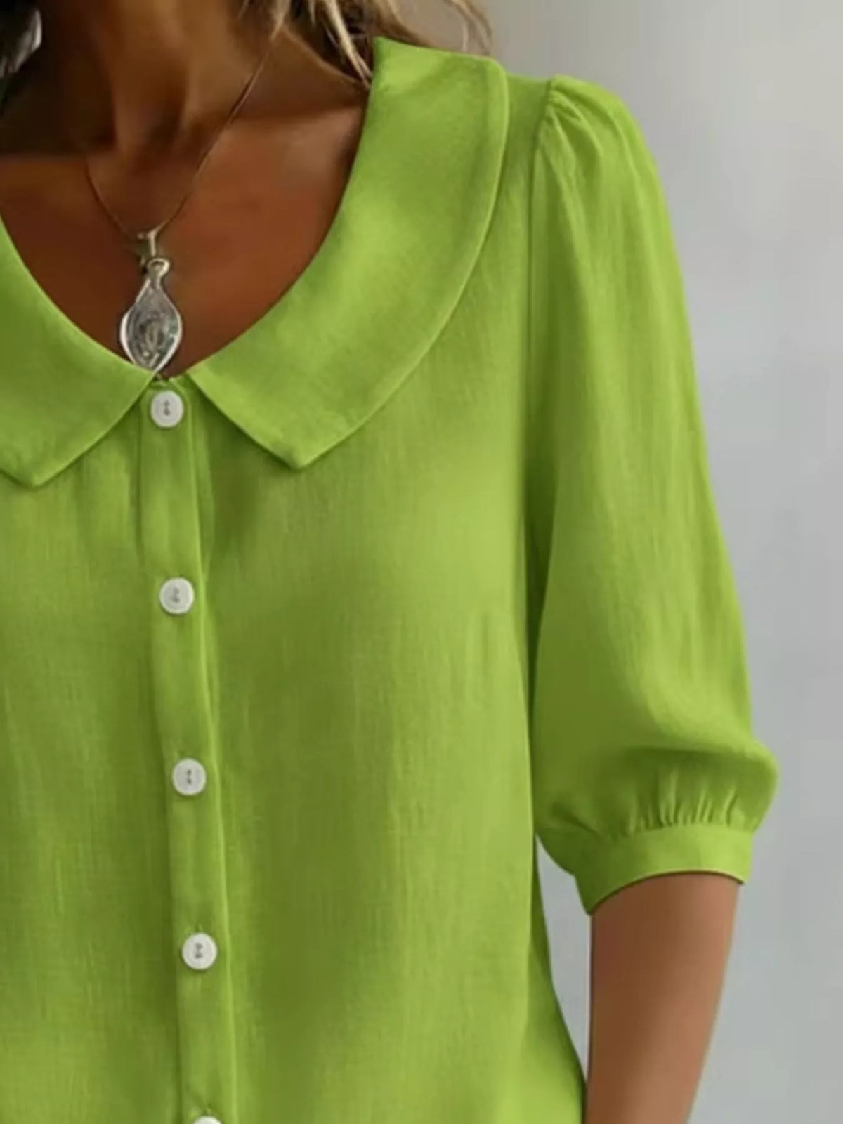 Full Size Peter Pan Collar Button Up Shirt Plus (14)