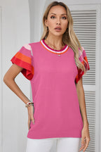 Block Round Neck Knit Top (2)