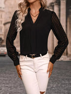Notched Long Sleeve Blouse (5)