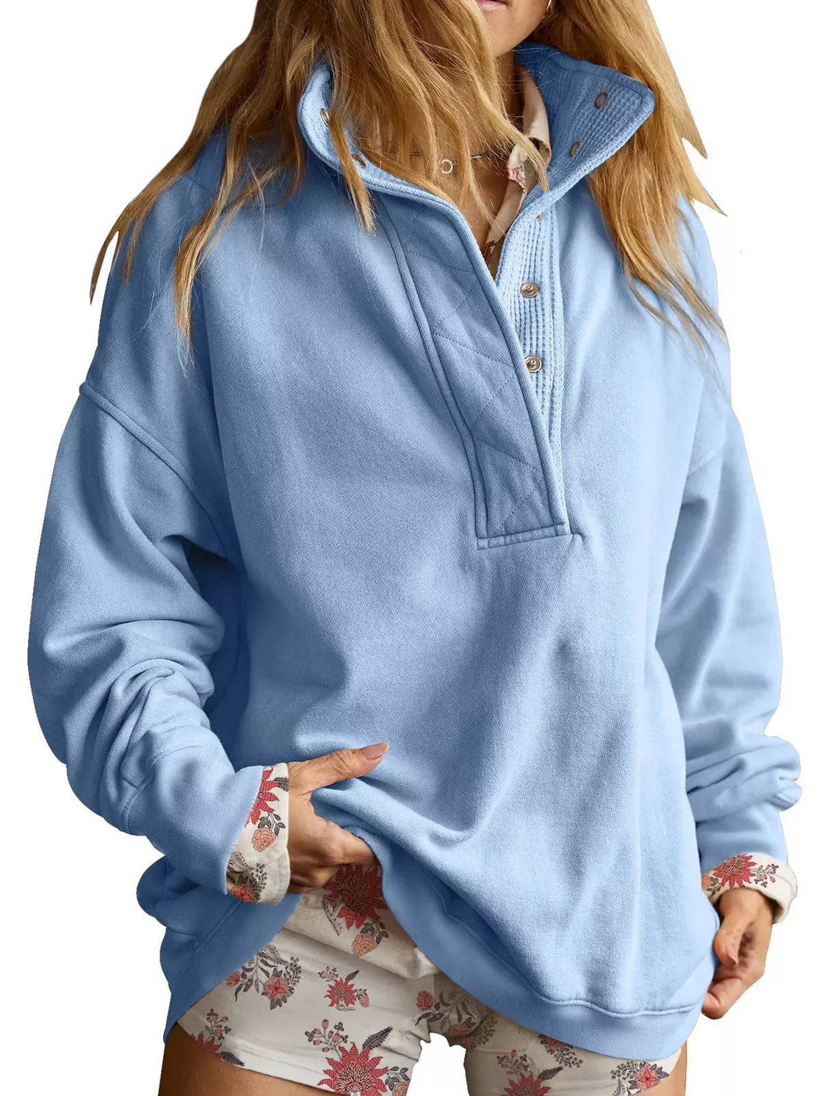 Half Snap Dropped Shoulder Sweatshirt (4)