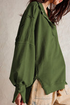 Exposed Seam Side Slit Long Sleeve Sweatshirt (4)