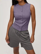 Ribbed Button-front Sleeveless Tank (25)