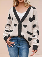 Heart Pattern Button-up Knit Cardigan (20)