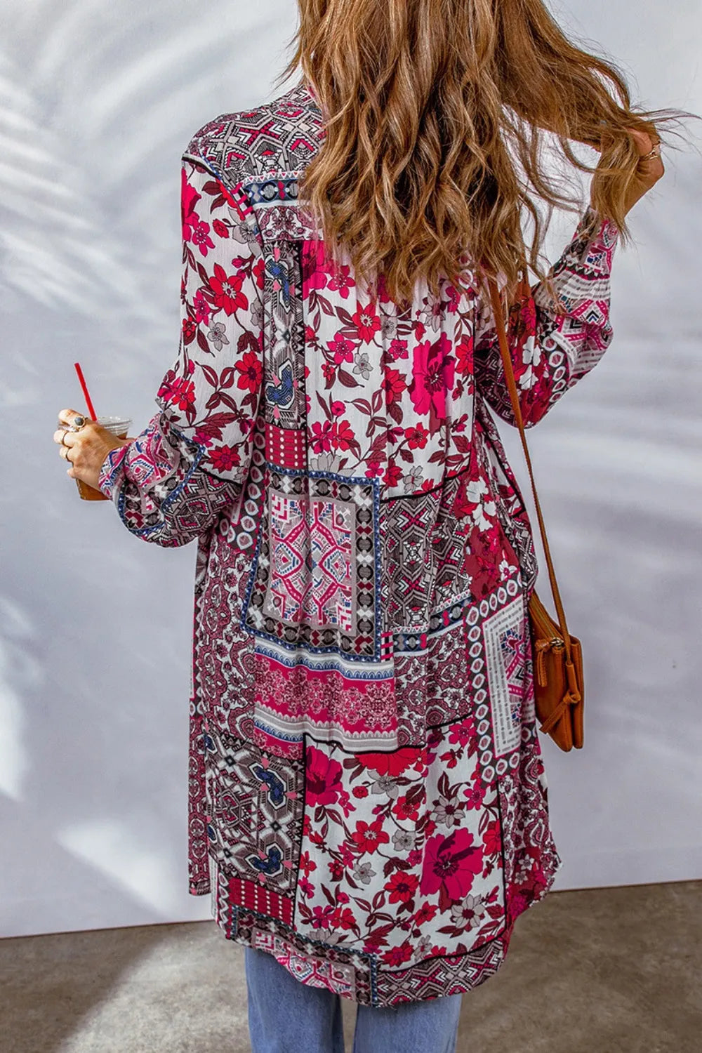 Printed Button Up Long Sleeve Cardigan (2)