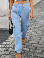 High-waisted Cargo Jeans