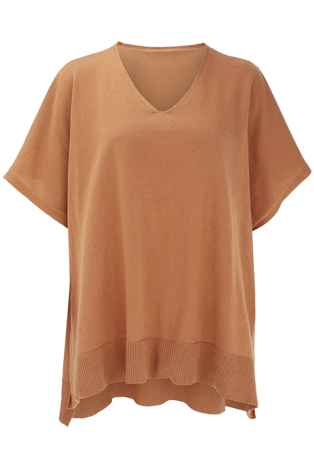 Slit V-neck Half Sleeve Knit Top (2)