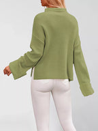 Mock Neck Dropped Shoulder Sweater (7)
