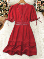 Lace Detail V-neck Mini Dress (16)