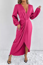 Satin Balloon Sleeve Midi Dress (13)