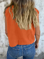 Full Size Button Down Cap Sleeve Linen Shirt Plus (2)