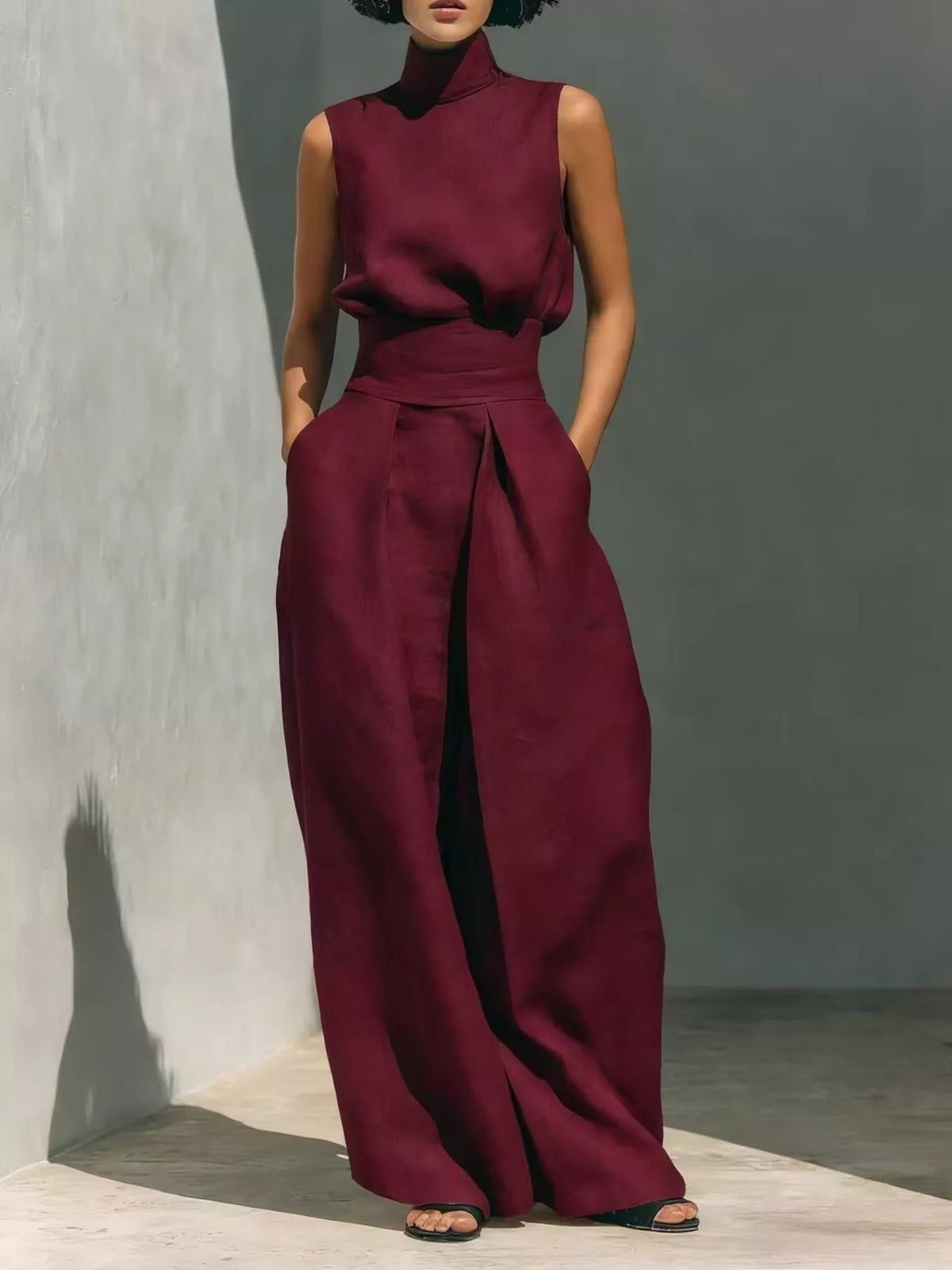 Full Size Sleeveless Wide-leg Jumpsuit Smocked Waist Plus (17)