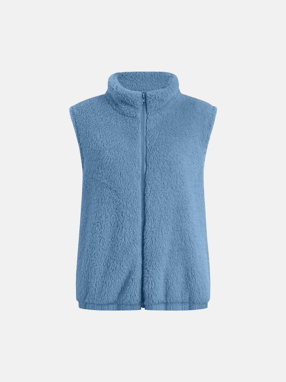 Full Size Fuzzy Zip Up Vest Coat Pockets (17)