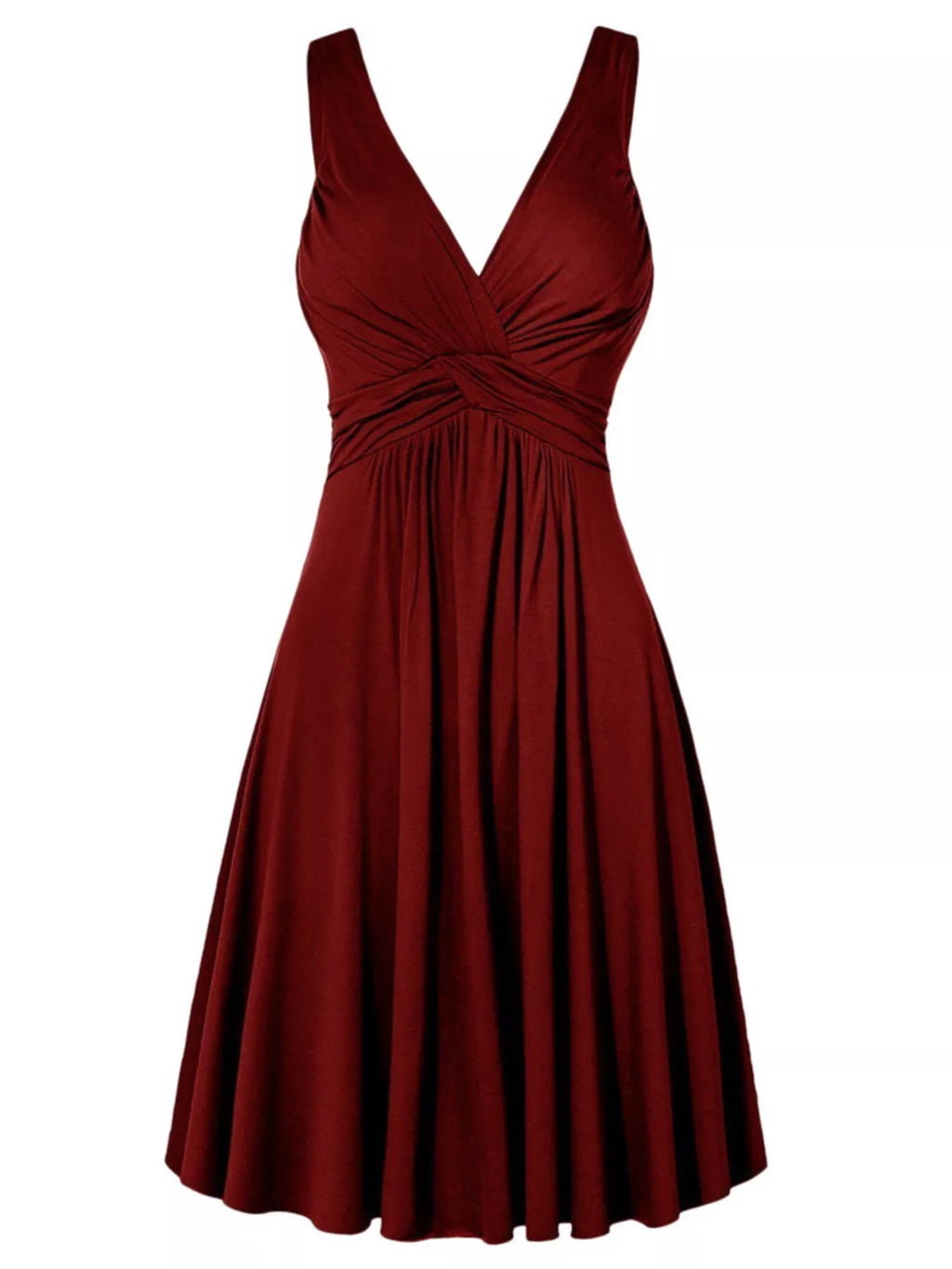 Full Size Twisted Sleeveless Ruched Waist A-line Dress Plus
