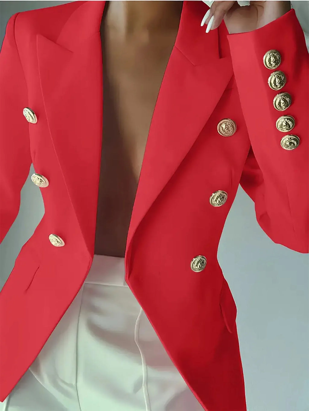 Decor Button Lapel Collar Blazer (15)