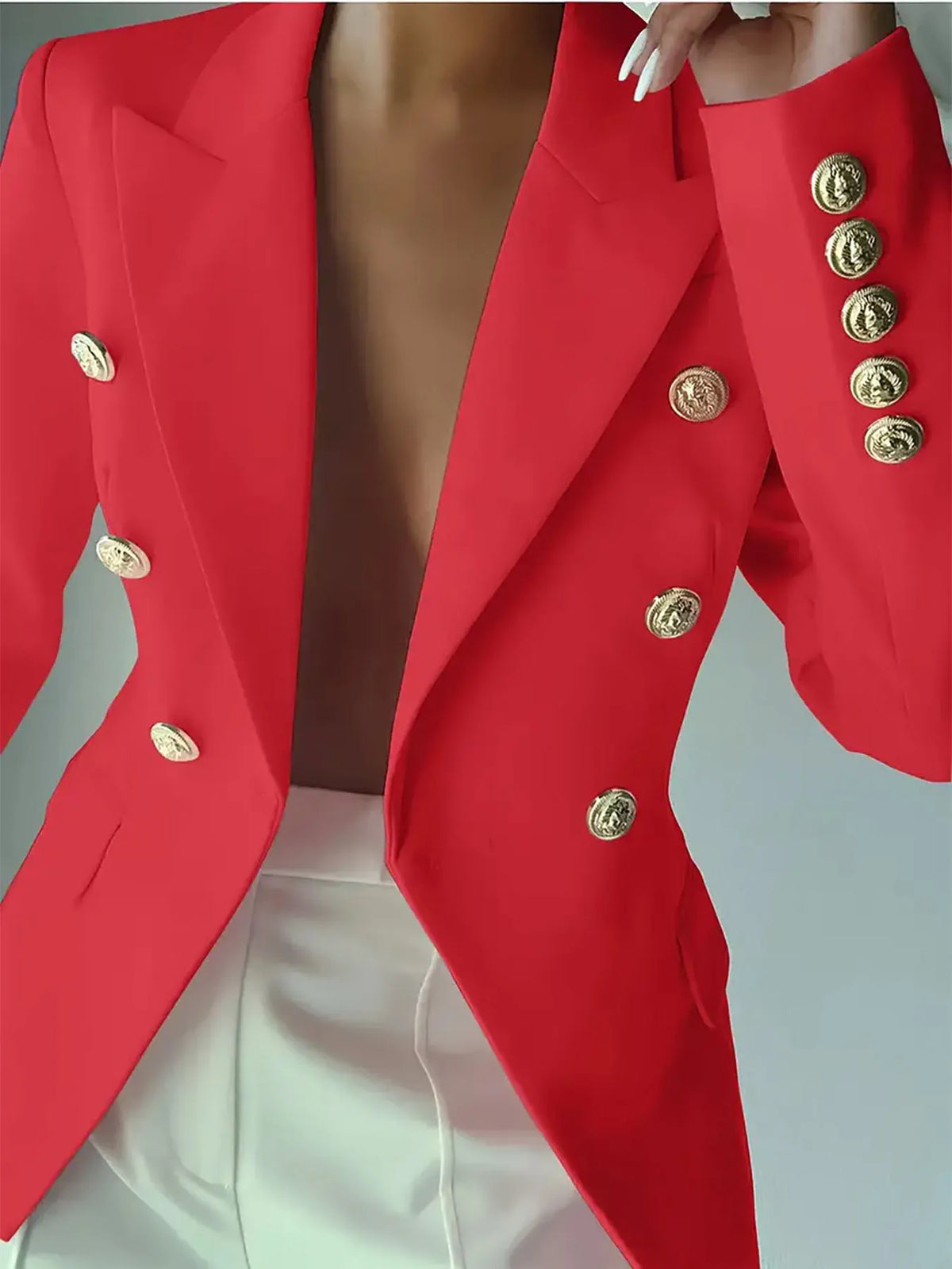 Decor Button Lapel Collar Blazer (15)