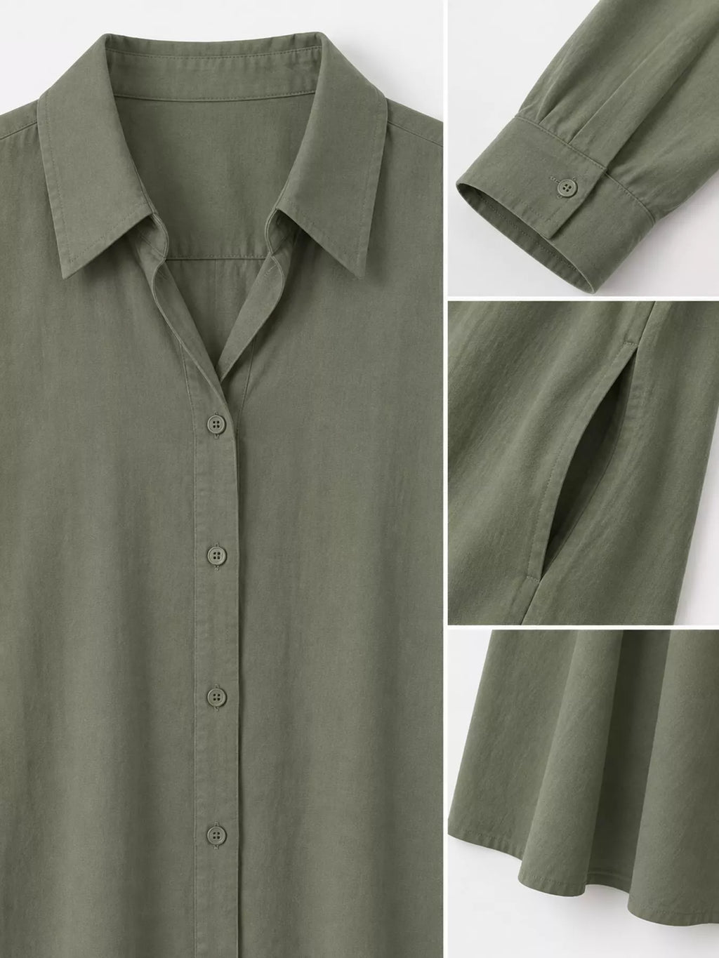 Full Size Button Front Long Sleeve Maxi Shirt Dress Plus (52)