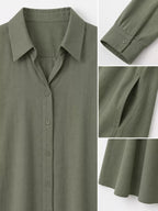 Full Size Button Front Long Sleeve Maxi Shirt Dress Plus (52)