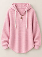 Full Size Waffle Knit Button Detail Hoodie Plus (18)