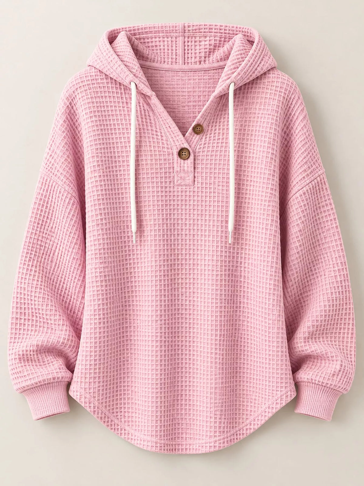Full Size Waffle Knit Button Detail Hoodie Plus (18)