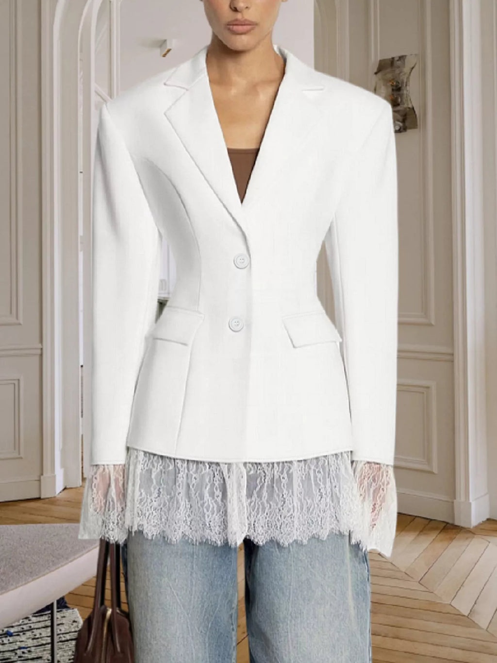 Lace Hem Button Down Blazer (13)