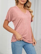 Casual V-neck Short Sleeve T-shirt (30)