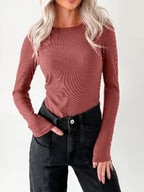 Ribbed Long Sleeve Fitted Bodysuit (3)