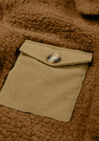 Collared Neck Long Sleeve Longline Teddy Jacket (12)