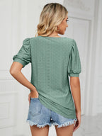 Ruched Notched Long Sleeve T-shirt (5)