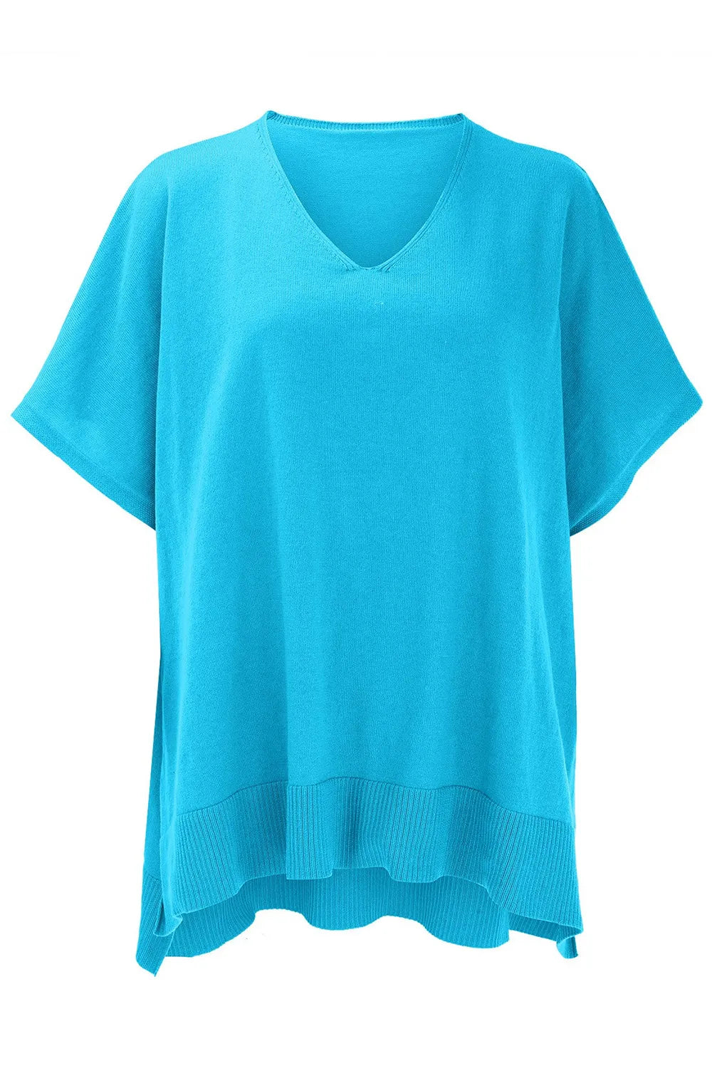 Slit V-neck Half Sleeve Knit Top (8)