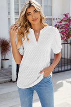 Eyelet Notched Puff Sleeve T-shirt (10)