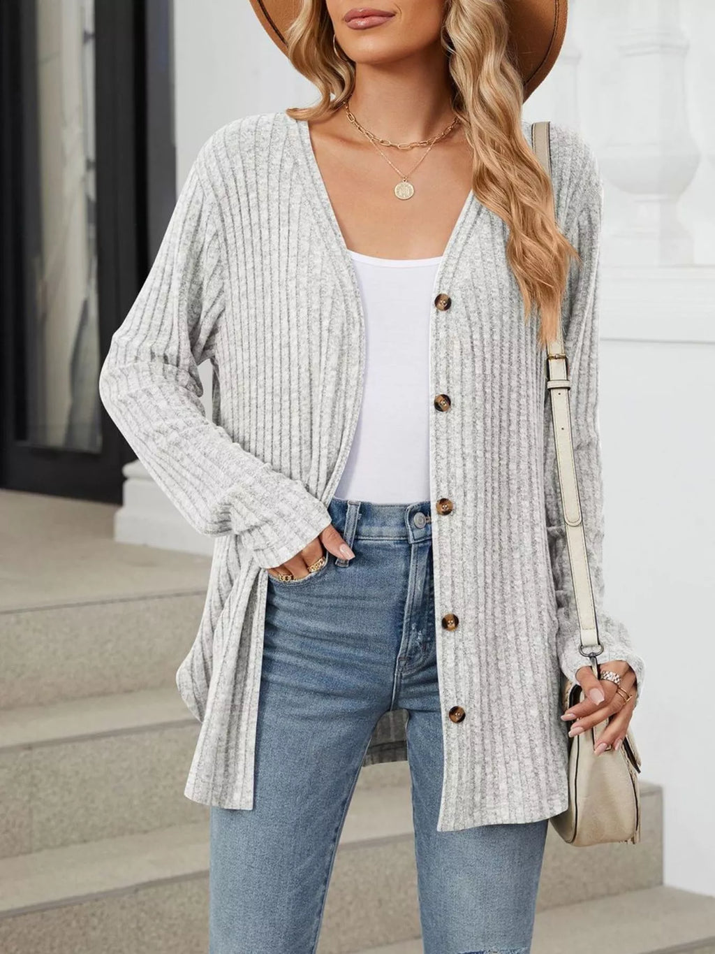 Ribbed Button-up Cardigan (20)
