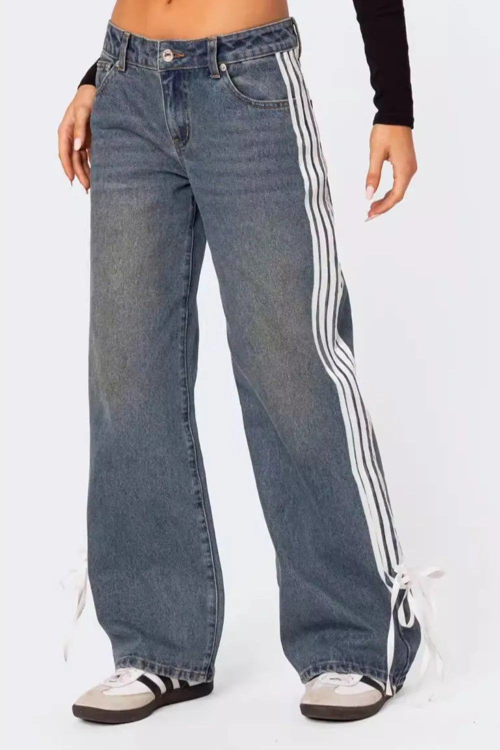 Side Striped Loose Fit Jeans