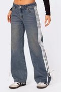 Side Striped Loose Fit Jeans